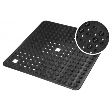 Mata antypoślizgowa Tello pod prysznic czarna łazienkowa 60x60 cm guziczki