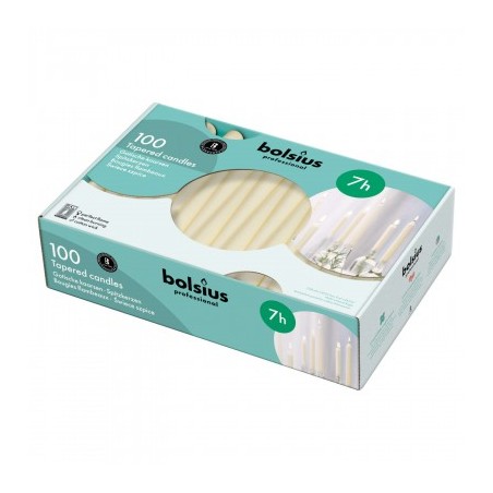Świece stołowe Bolsius Szpica 240/23 100 sztuk ecru kremowe
