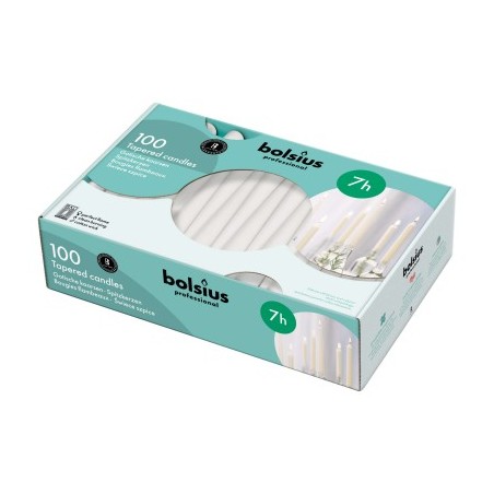 Świece stołowe Bolsius Szpica 240/23 100 sztuk białe