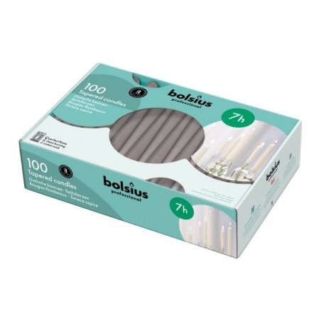 Świece stołowe Bolsius Szpica 240/23 100 sztuk szare