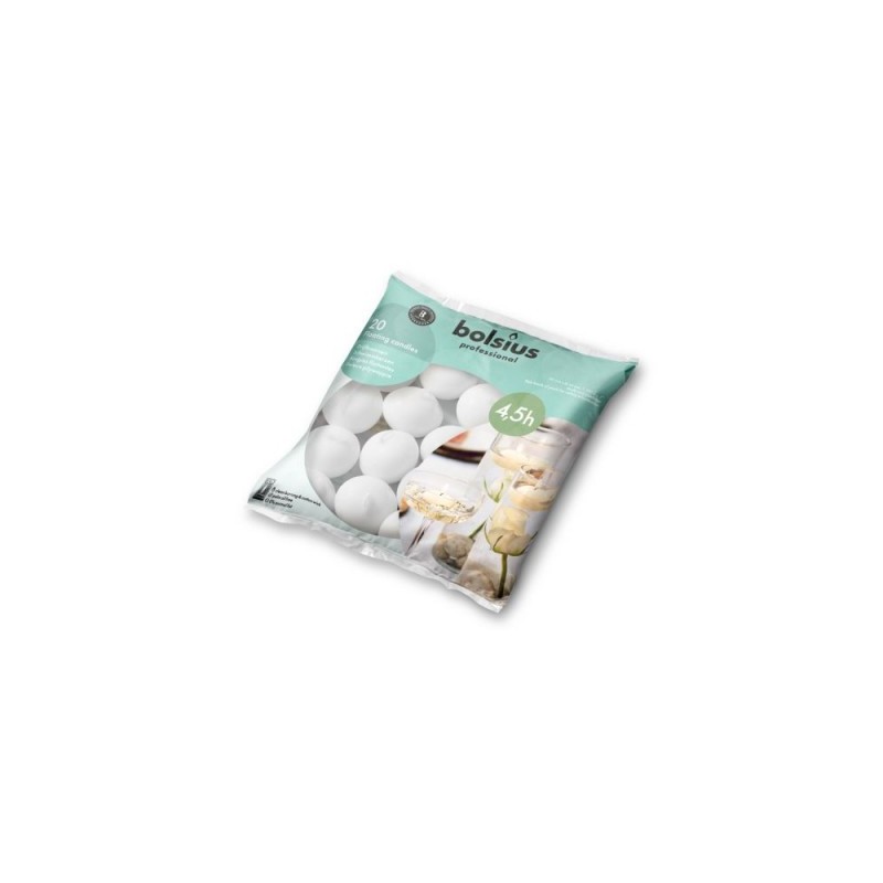 Świece pływające Bolsius białe BAG 4,5h 20 sztuk