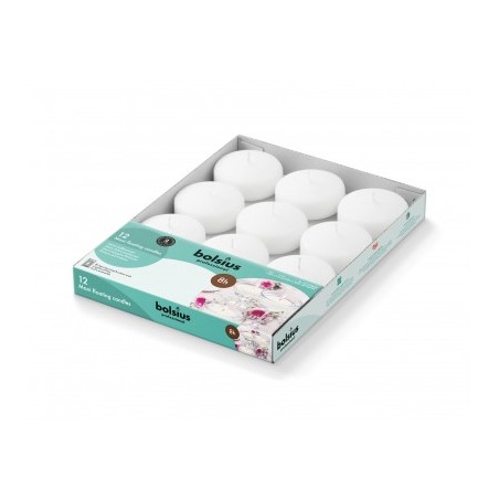 Świece pływające Bolsius  Maxi BOX 77/29 (8h) 12 sztuk białe
